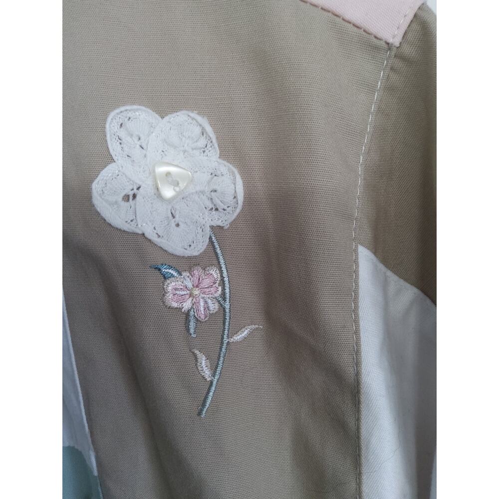 Vtg Y2K Cottagecore Patchwork Gmacore Jacket floral embroidery wht/pink Size  M - Picture 6 of 12